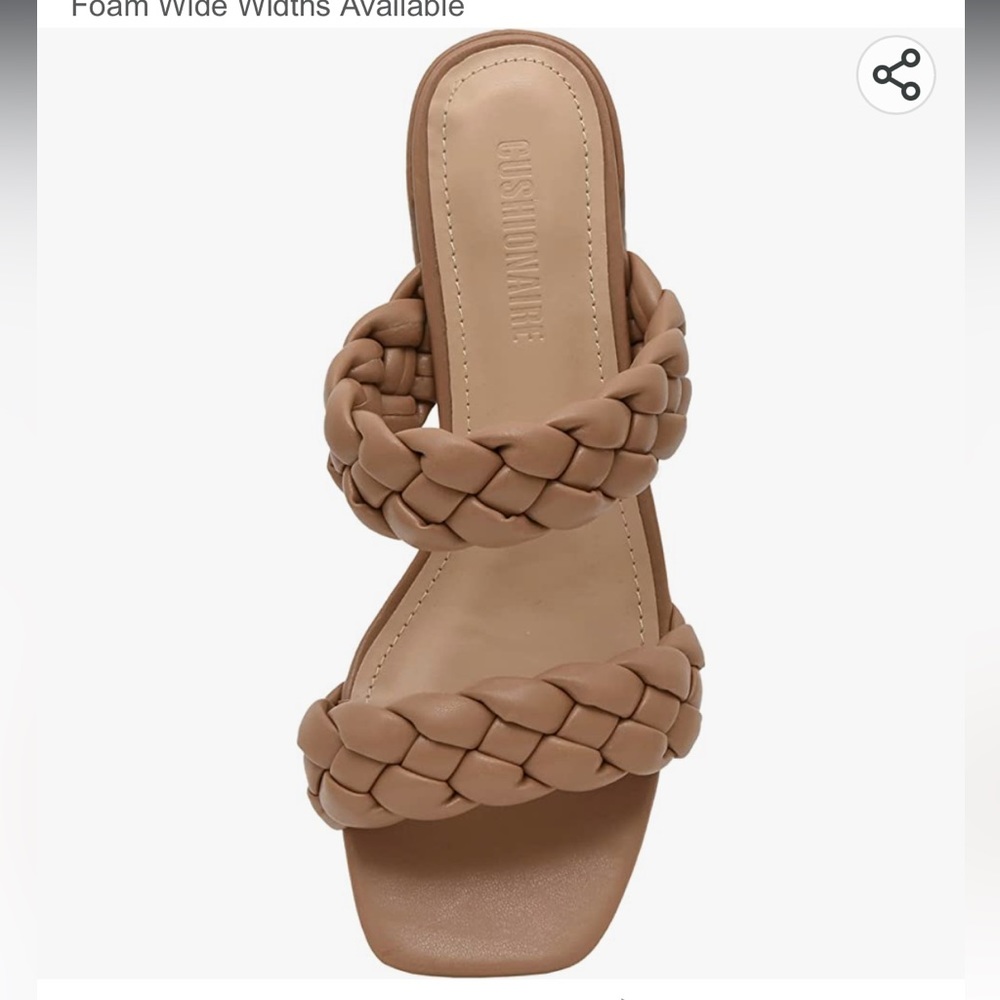 New CUSHIONAIRE Onyx Neutral Tan Braided Memory Foam Slide Block Heel Sandal 9 - Picture 6 of 10